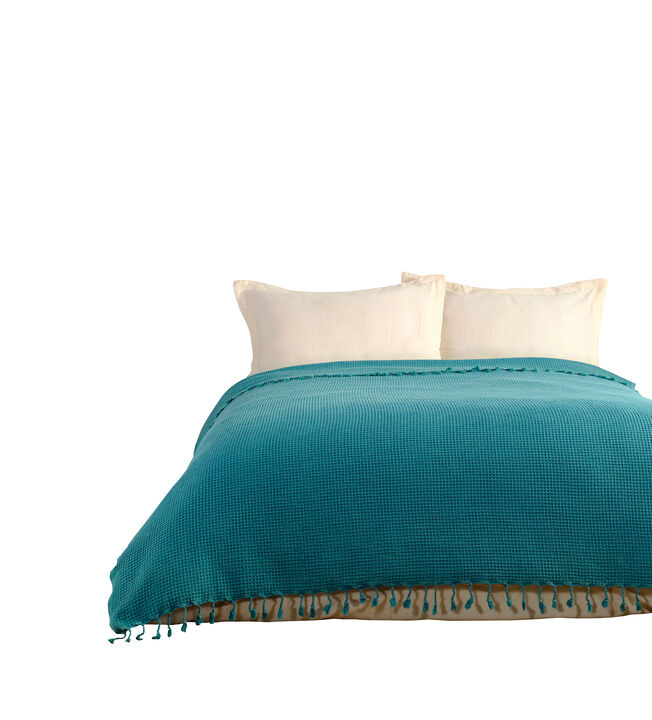 Textile Waffle Plain Cotton King Coverlet