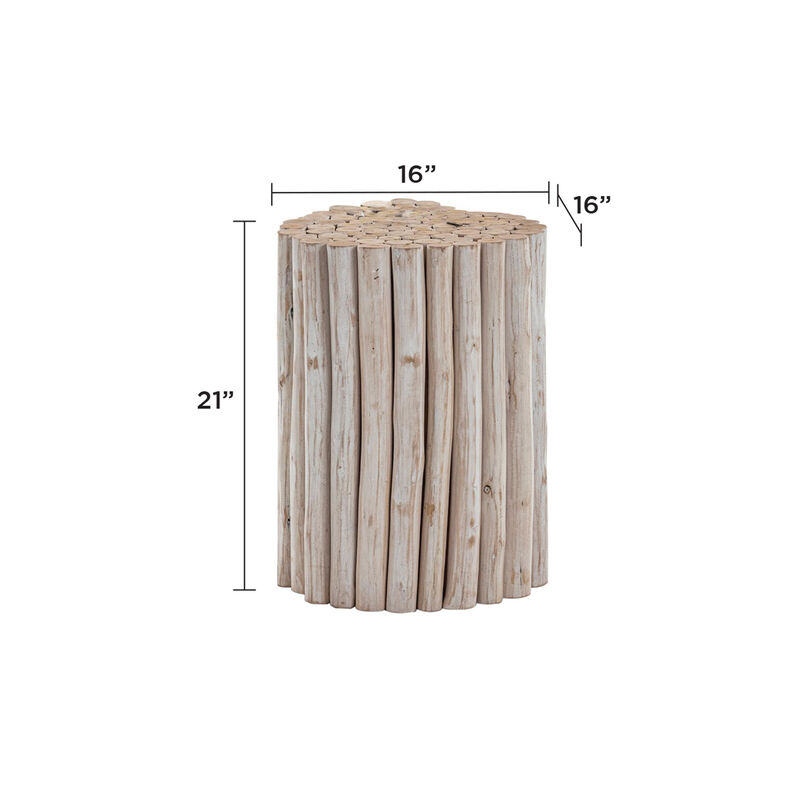 Raveliqua White Wood-Stick End Table image number 2