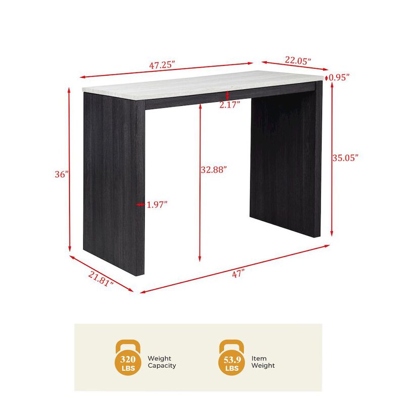 Caden Rectangle Counter Height Bar Table, Beige/Black Charcoal