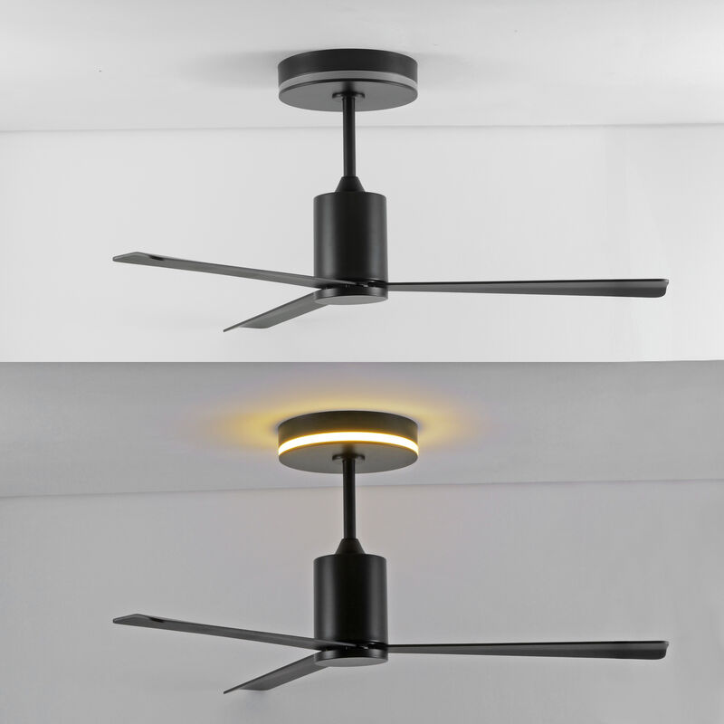 Levi 1-Light Contemporary Minimalist 6-Speed Iron Height Adjustable Integrated LED Ceiling Fan with Remote