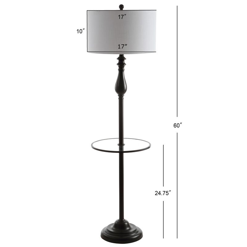 Laine 60" Metal/Glass LED Side Table and Floor Lamp, Oil Rubbed Bronze