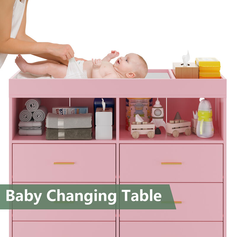 LED Light & Power Outlet Baby Changing Table Dresser image number 1