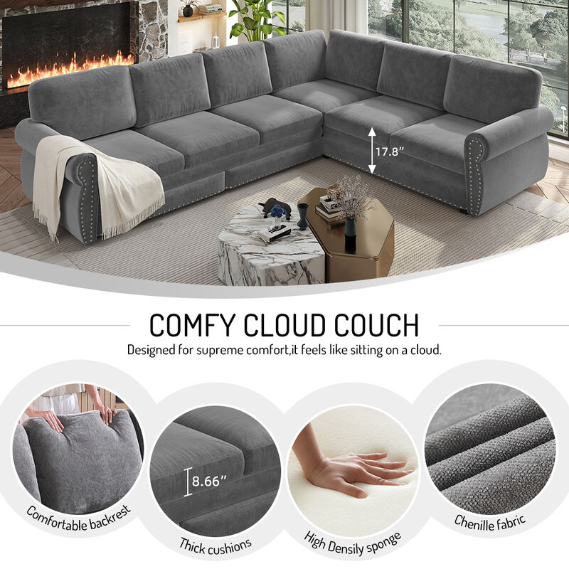 Zidkop 118" L-Shaped Sectional Sleeper Sofa image number 7
