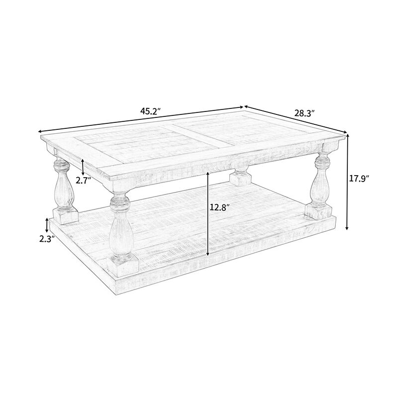 Merax Rustic Floor Shelf Coffee Table with Storage