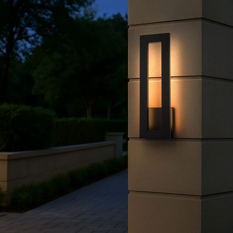 H20'' Modern Outdoor Integrated LED Wall Light 24W Matte Black Linear Exterior Sconce with Frosted Acrylic Shade Up/Down Wall Mount for Porch Patio Garage Entryway image number 3