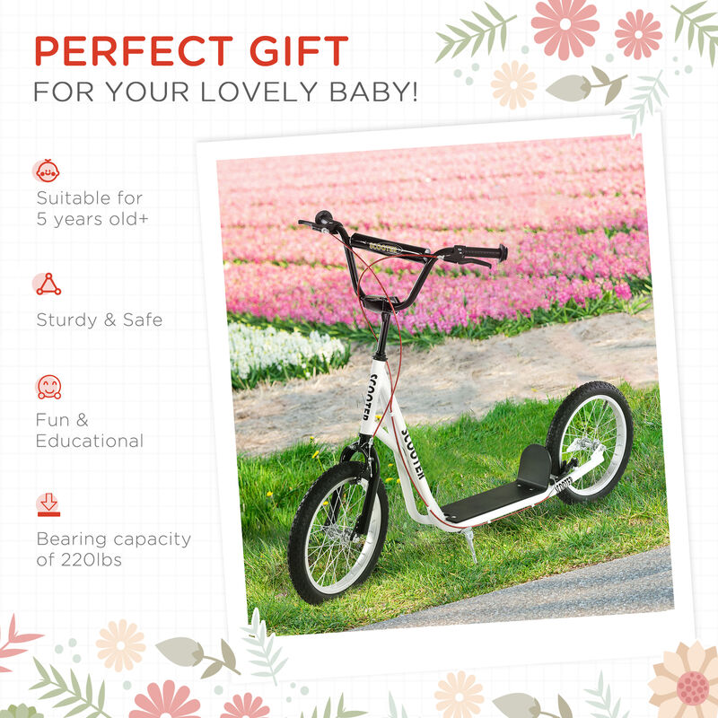 BreeBe Youth Scooter Kick Scooter, Max Load 220 LBS., with Adjustable Handlebar, 16" Inflatable Wheels, Dual Brakes image number 3