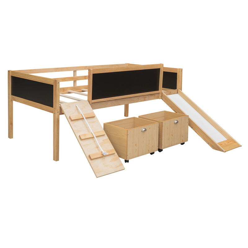 Merax Loft Bed with 2 Storage Boxes