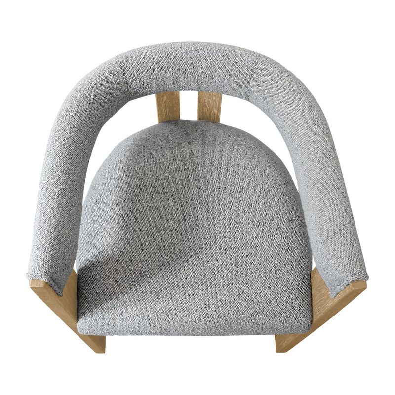 Trish Solid Wood Dining Arm Chair with Boucle Fabric and Down-Filled Seat