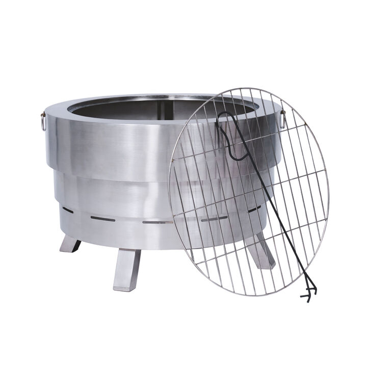 Felix 25" Collapsible Stainless Steel Wood Burning Fire Pit