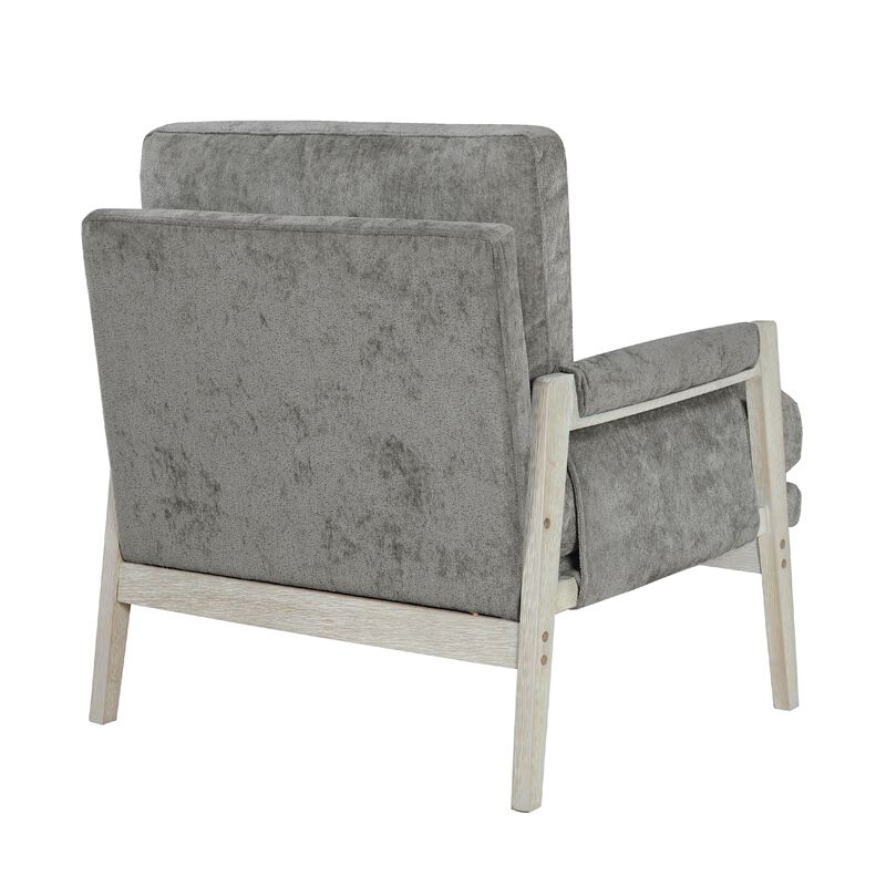 Mao Accent Armchair, Removable Cushion Cover, Brownish Gray Chenille