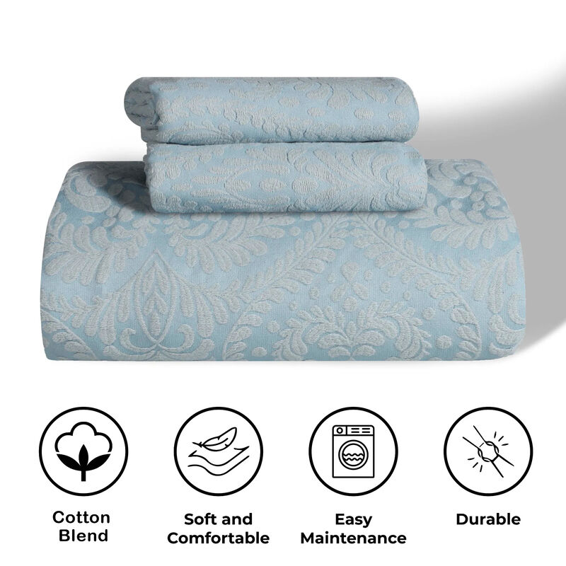 3-Piece Cotton Blend Bedspread Set with Jacquard Floral Design image number 5