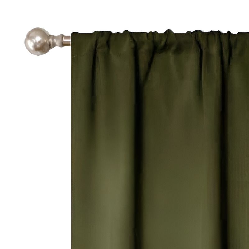 Set of 2 Blackout Curtains Rod Pocket Solid Room Darkening image number 1