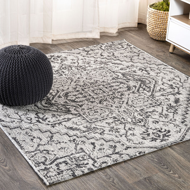 Estrella Bohemian Medallion Textured Weave Square Indoor/Outdoor Area Rug