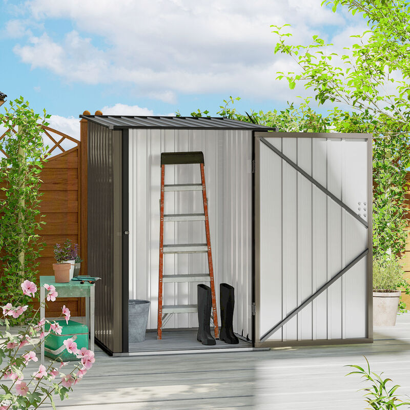 Hivvago Small Lean-To Galvanized Steel Tool Shed image number 1