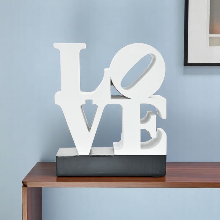 HomeRoots 4" White And Black Resin Love Tabletop Sculpture