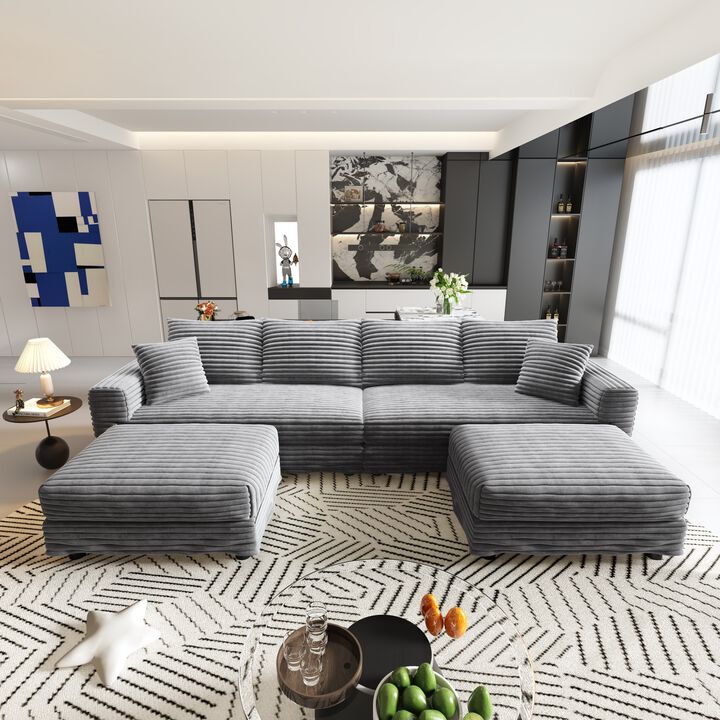Quezin Corduroy 4-Seat Sofa