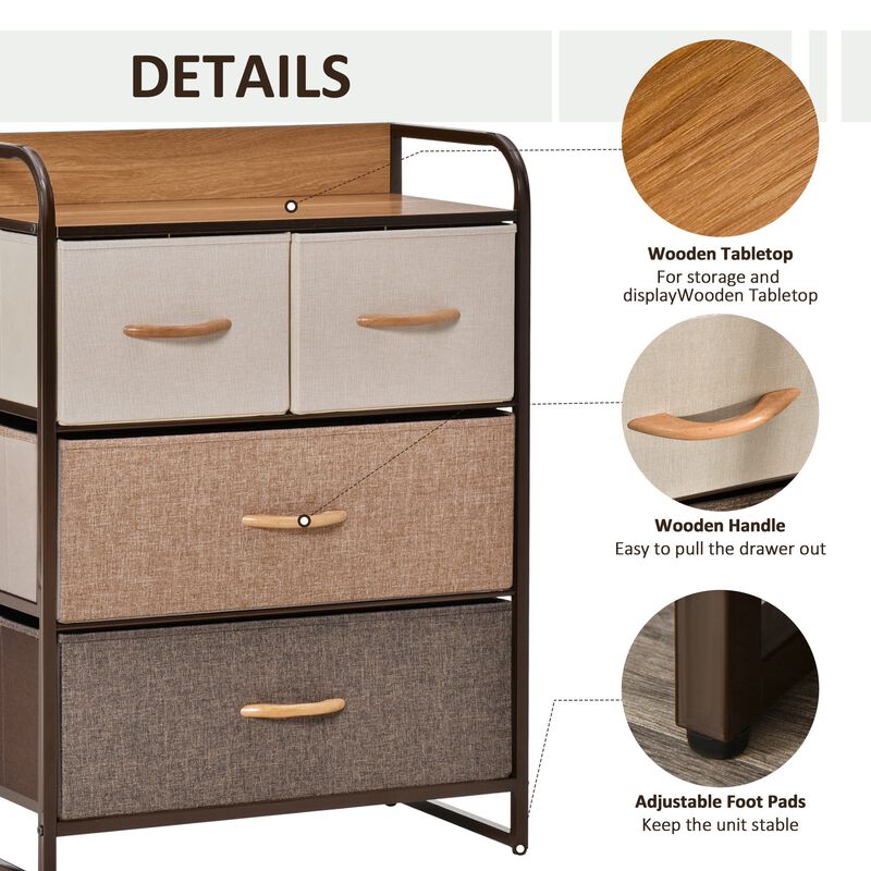 Hivvago 4-Drawer Storage Dresser with Steel Frame Organizer image number 5