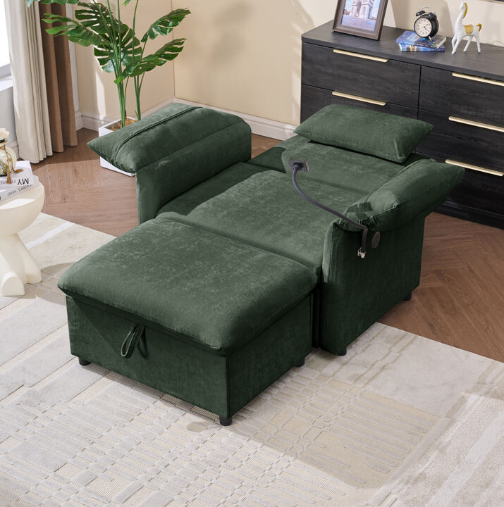 Boxdit Single Sleeper Sofa Chair With Storage Ottoman