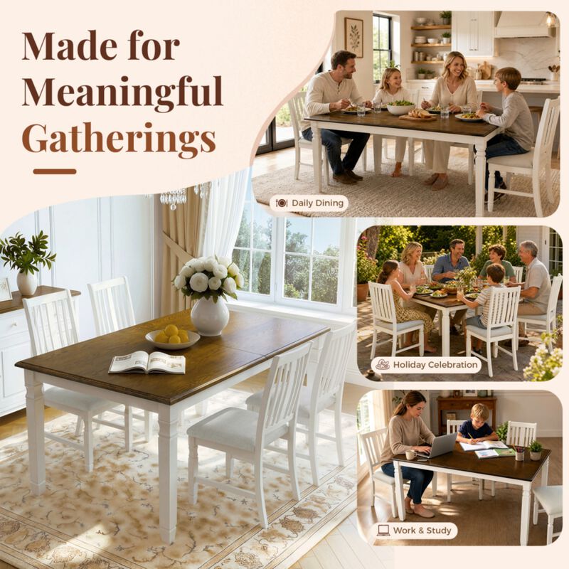 Jedtet Farmhouse 5‑Piece Extendable Dining Table Set image number 7
