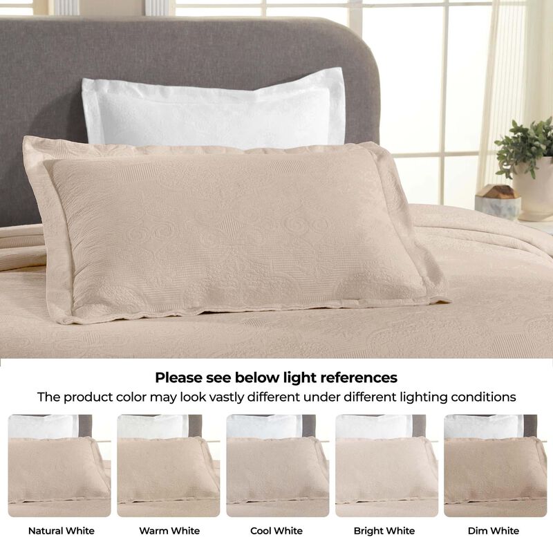 Medallion Pattern Cotton Jacquard Bedspread Set for Full Bedroom Update image number 2