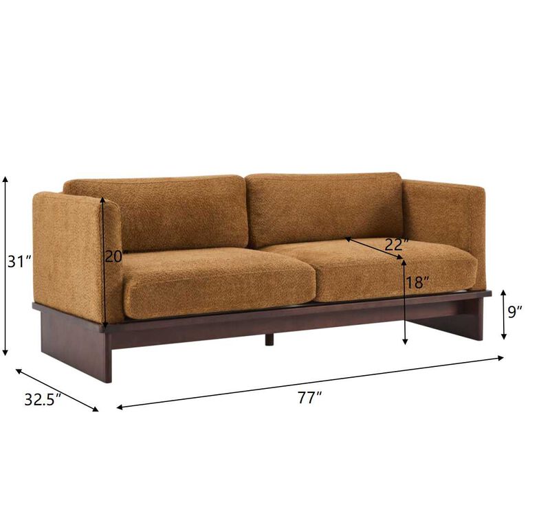 Christopher Knight Home Miranda 77'' Modern 3-Seater Rubberwood Upholstered Sofa with Thick Cushions