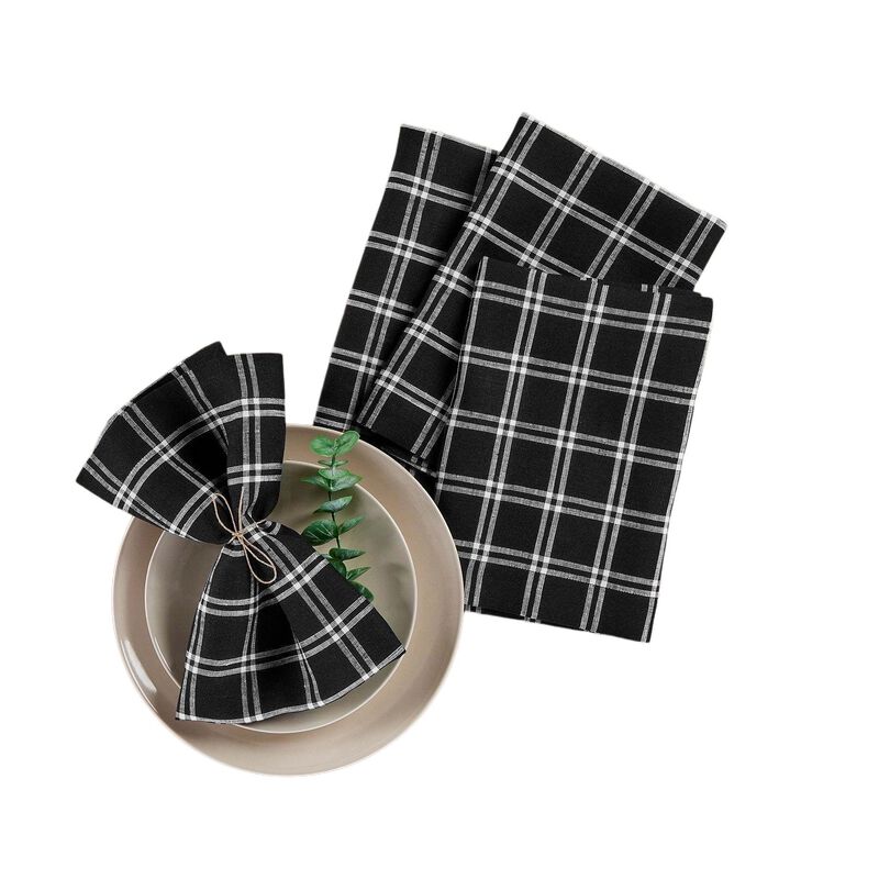 Solino Home 100% Pure Linen Dinner Napkins 20 x 20 Inch Set of 4 - Marseille Plaid