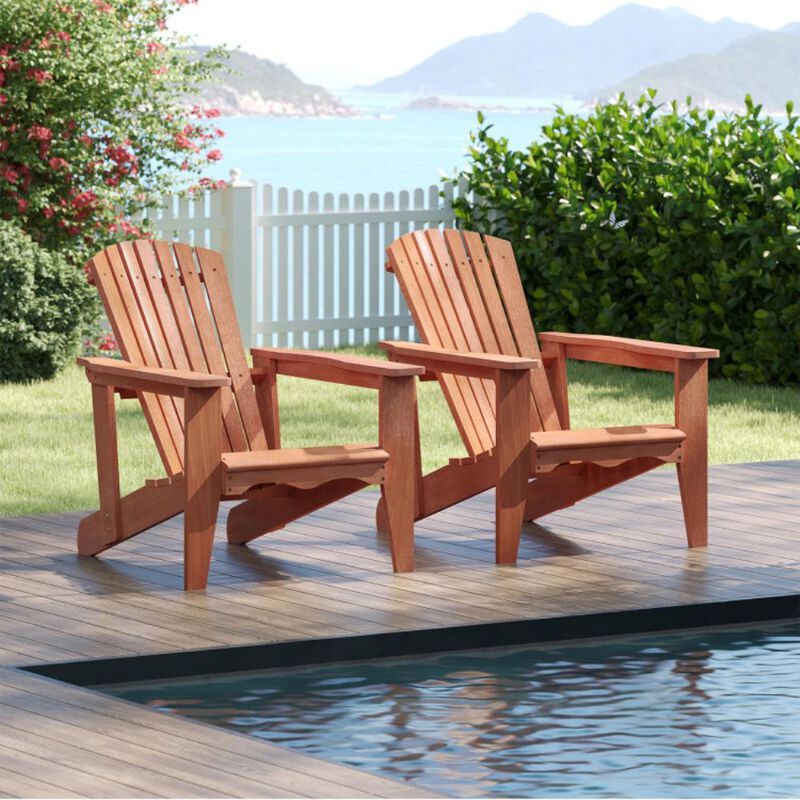 Hivvago Solid Wood Adirondack Chair with High  Backrest and Wide Armrests