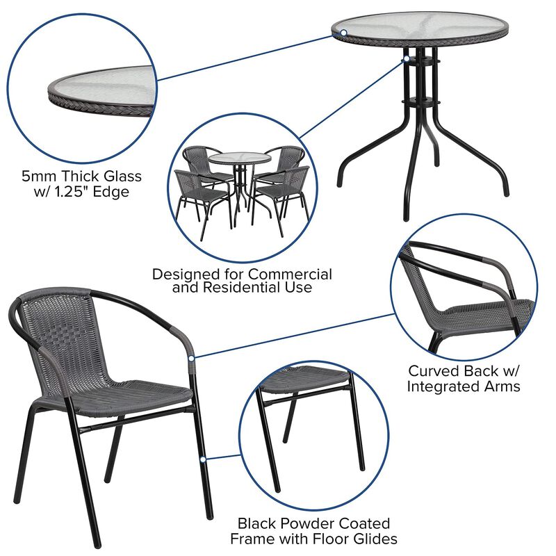 28RD Gray Table Set w/Rattan image number 2