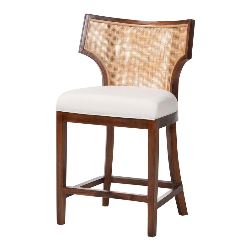 bali & pari Franco Counter Stool - Sculpted Seating with Woven Rattan Backrest and Upholstered Seat for Kitchen or Lounge image number 0