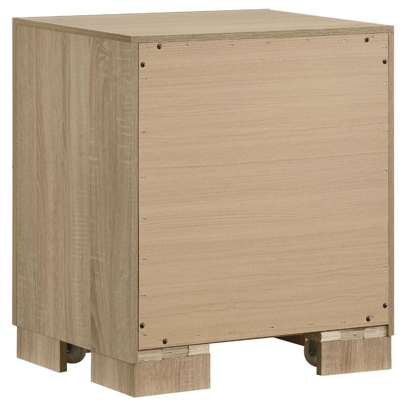 Poxy Nightstand, 2 Drawers and Hidden Casters, Oak Brown, 25 Inch image number 4