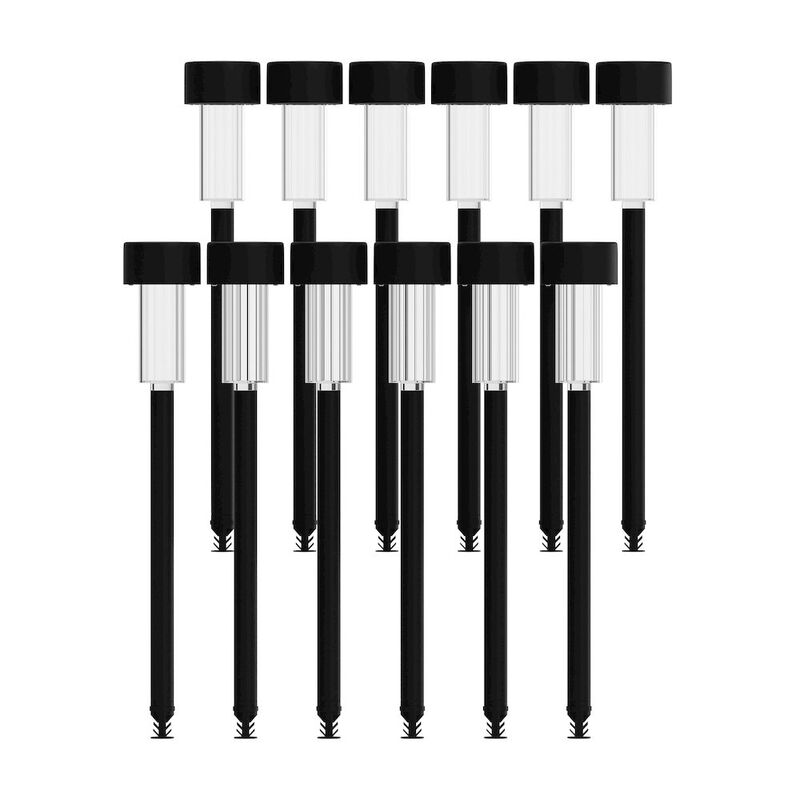 Flash Furniture Outdoor Solar Powered LED Decorative Stake Lights - Set of 12, Black image number 0