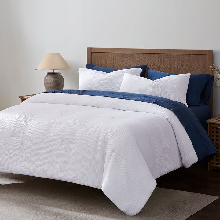 Cotton Voile White Queen Comforter Set