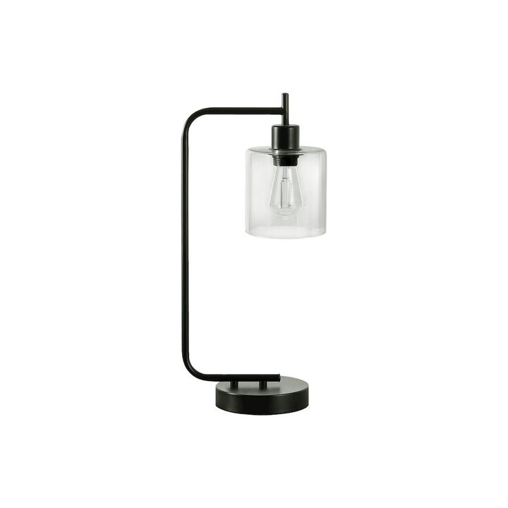 ="Lighting, 20""H, Table Lamp, Usb Port Included, Black Metal, Glass Shade, Mod