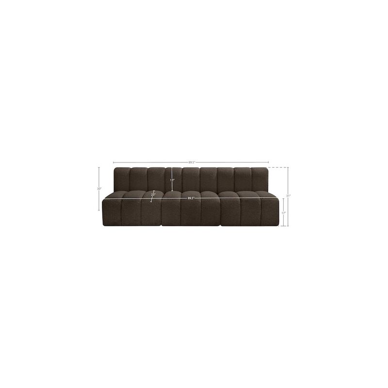 Meridian Furniture Arc Brown Boucle Fabric Modular Sofa