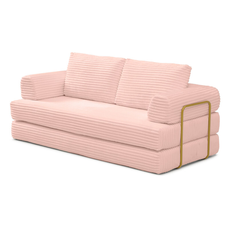 Merax Convertible Sofa Bed, Folding Floor Couch Corduroy Fold Out Couch image number 0