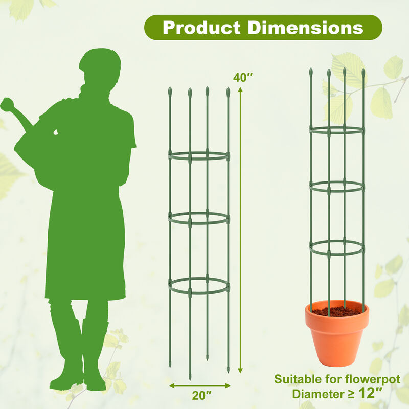 2-Pack Garden Trellis Tomato Cage with Adjustable Height-Green