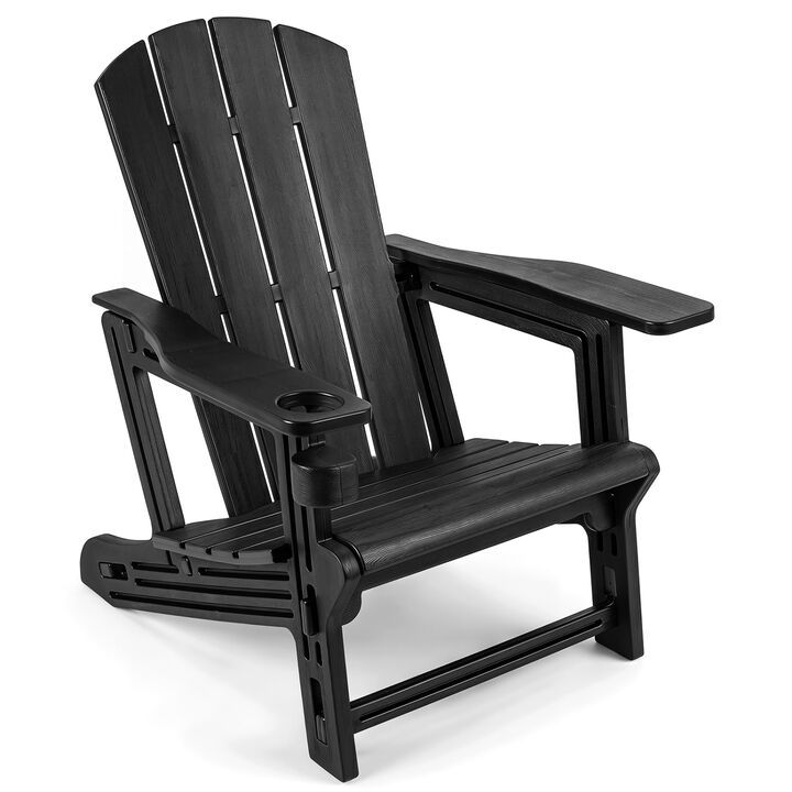 Weather-Resistant HDPE Adirondack Chairs Realistic Wood Look for Lawn and Garden