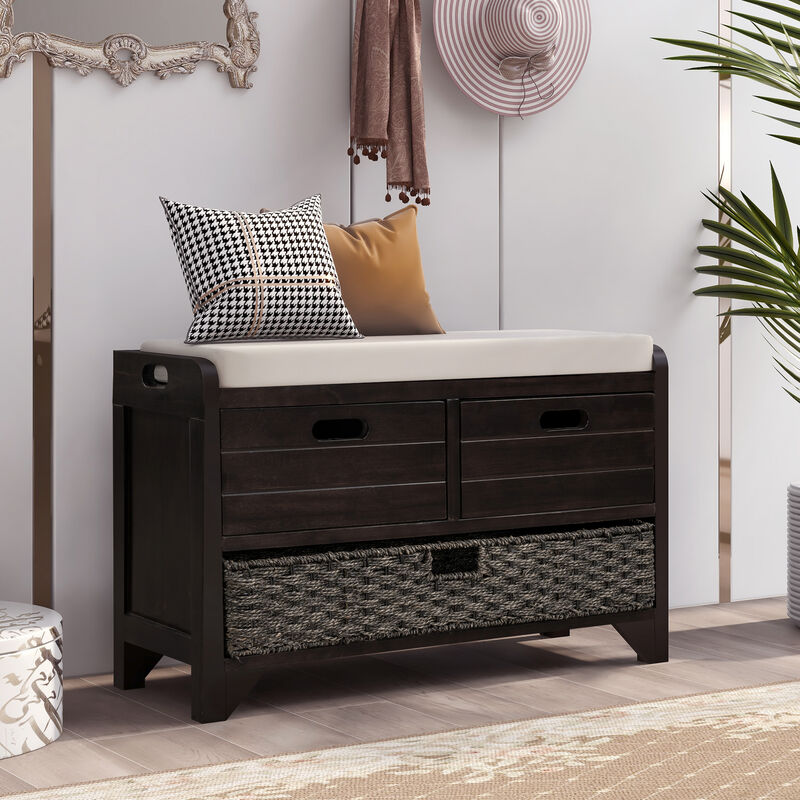 Whisen Storage Bench with Removable Basket and 2 Drawers - Navy