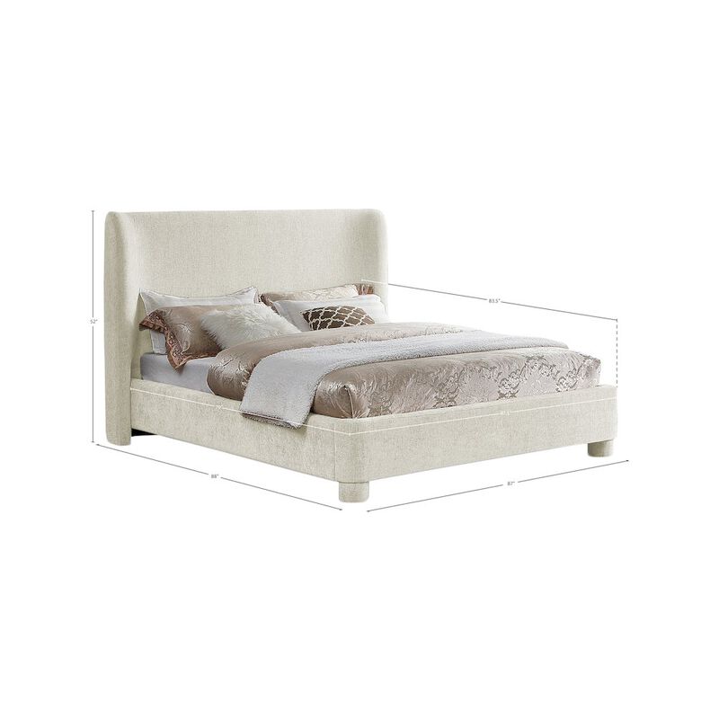 Meridian Furniture Penny Cream Chenille Fabric King Bed