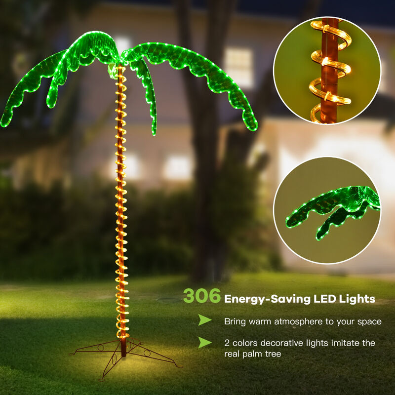 7 Feet LED Pre-lit Palm Tree Decor with Light Rope