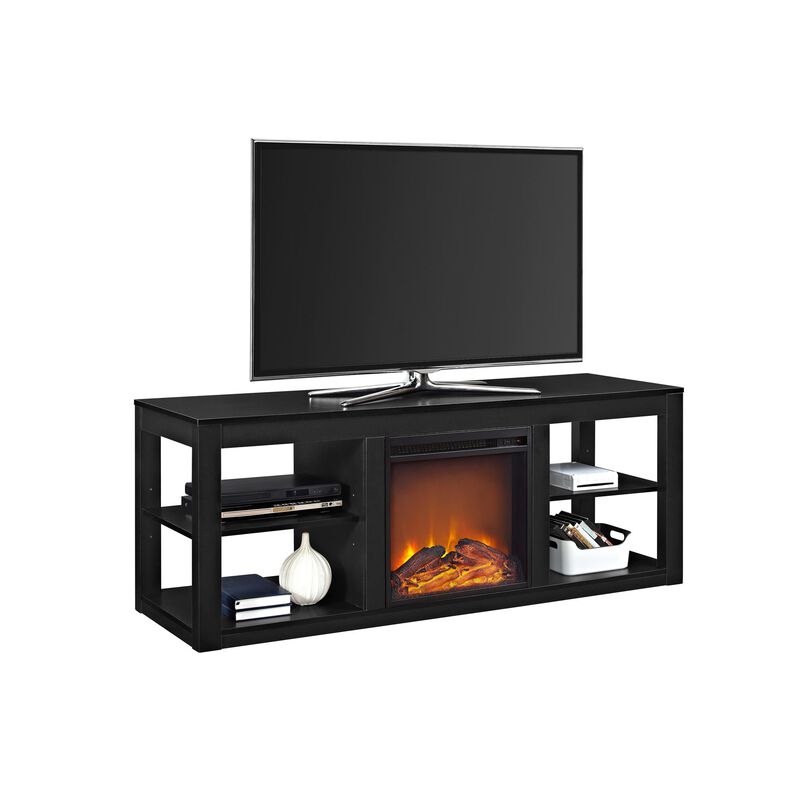 Ameriwood Home Parsons Electric Fireplace TV Stand for TVs up to 65", Black