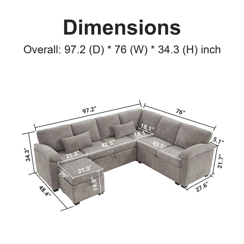 Jibvar L-Shaped Sectional Sofa Bed image number 9