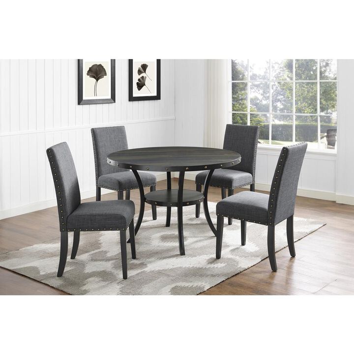 New Classic Furniture Furniture Crispin Melamine Round Dining Table & 4 Chairs in Gray