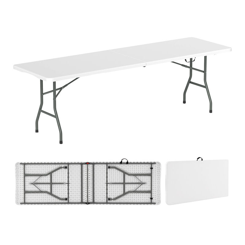 Portable Folding Table 350 LBS Fold-in-Half Table with HDPE Tabletop