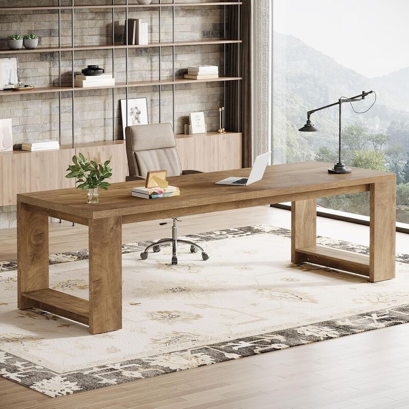 Tribesigns 86" Two Person Desk, Long Computer Desk Conference Table for Home Office, Extra Large Double Workstation Writing Desk for Two, Gaming Desk and Dining Table for Office and Study Room image number 3