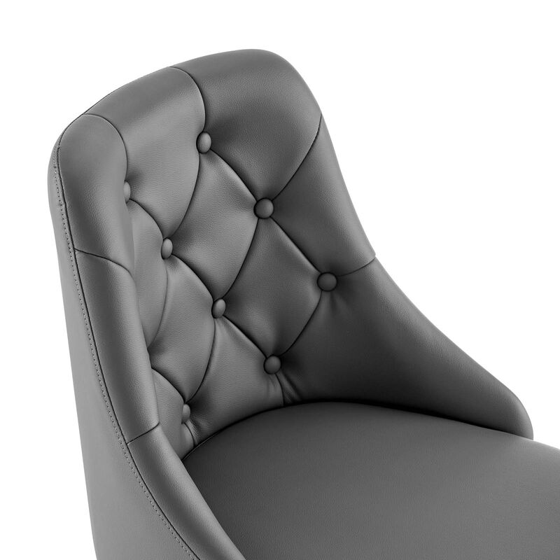 Modway Furniture - Distinct Tufted Swivel Vegan Leather Office Chair Black Gray image number 5
