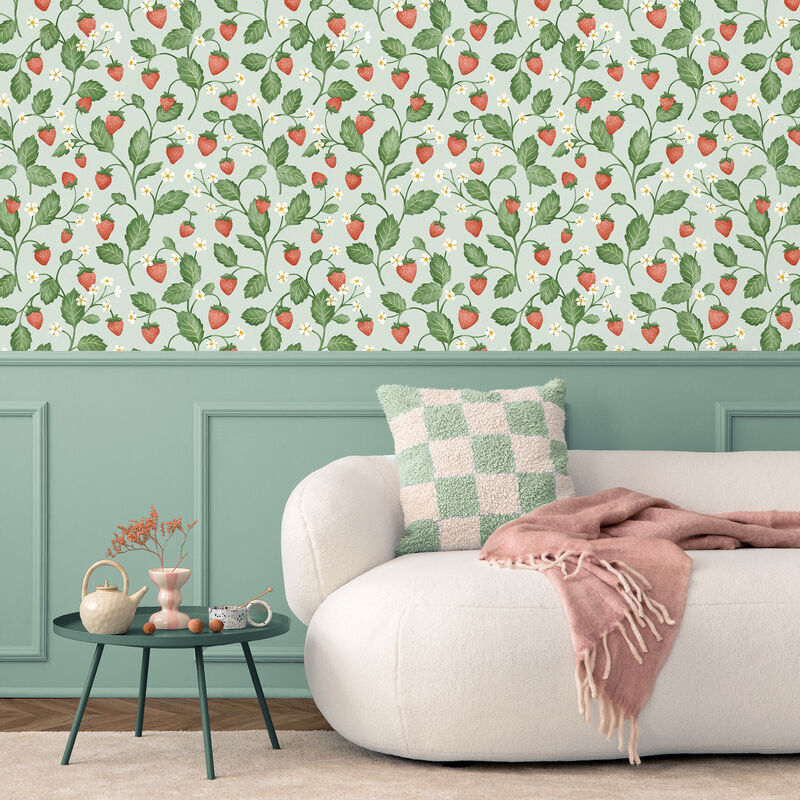 Maxine Seafoam Strawberry Fields Wallpaper image number 2