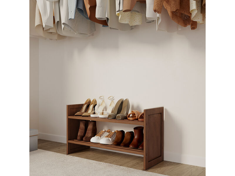 Solid Wood Stackable Shoe Storage Rack