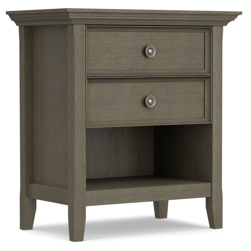 Amherst SOLID WOOD 24 inch Wide Traditional Bedside Nightstand Table in Farmhouse Grey