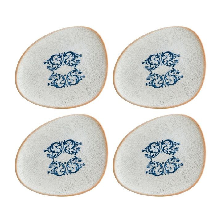 Viento 7.5" x 6" Organic Decorated Porcelain Plate (Set of 4)